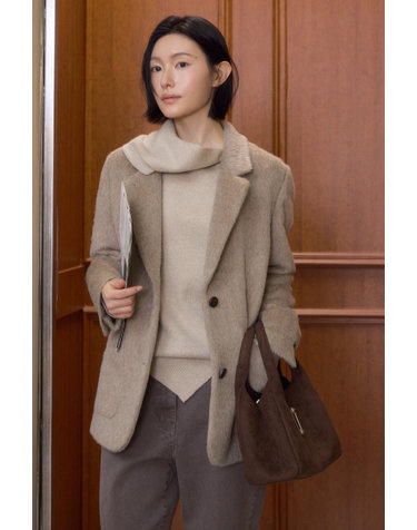 [단독/ALPACA WOOL]베이지 헤어리 울알파카 테일러드 자켓