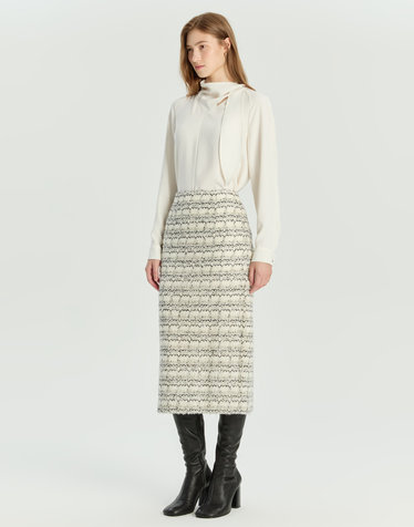 [HIGH WOOL BLEND] 아이보리 모헤어혼방 트위드 셋업 스커트