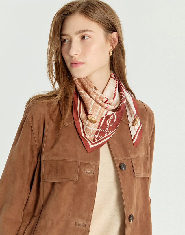 닥스 여성 [LUXURY LEATHER] 카멜 스웨이드 양가죽 셔츠형 자켓 캐멀 착용컷