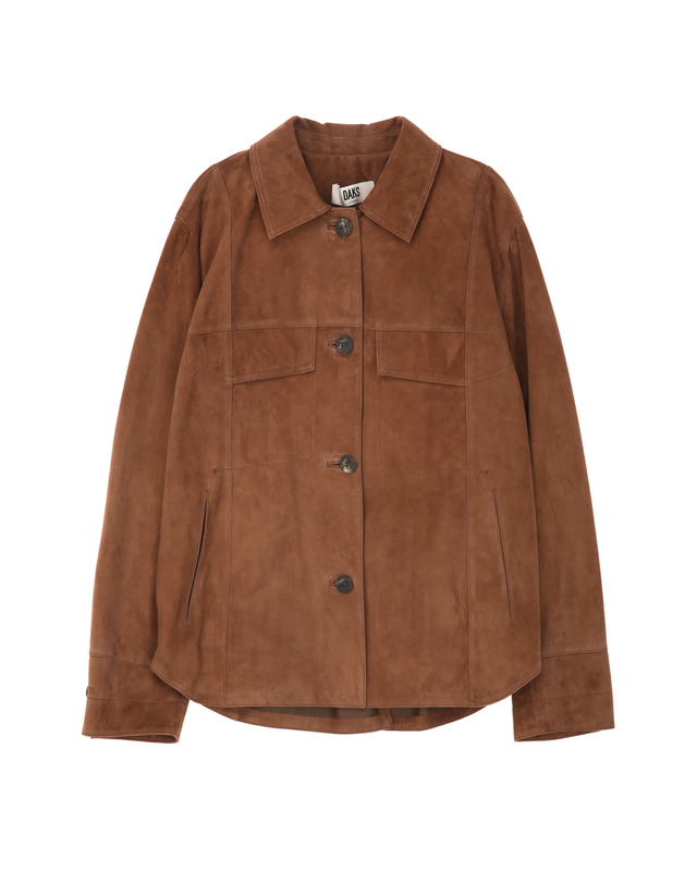 닥스 여성 [LUXURY LEATHER] 카멜 스웨이드 양가죽 셔츠형 자켓 캐멀 착용컷