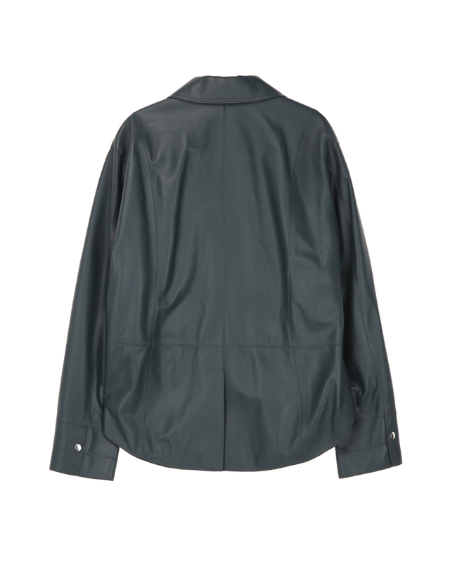 닥스 여성 [LUXURY LEATHER] 다크 그린 나파 네이키드 양가죽 셔츠형 자켓 진한 초록 착용컷