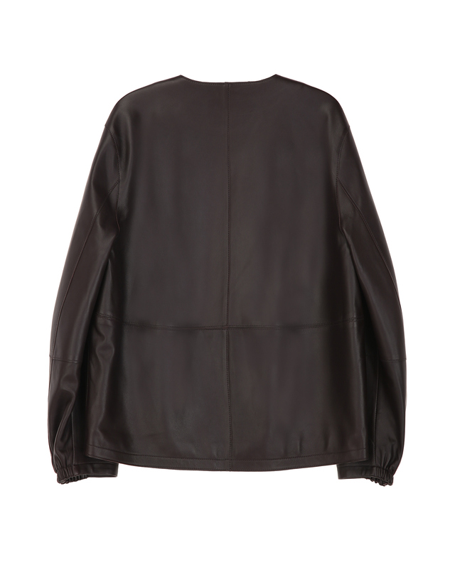 닥스 여성 [LUXURY LEATHER] 와인 볼륨 소매 램스킨 라운드넥 가죽자켓 착용컷