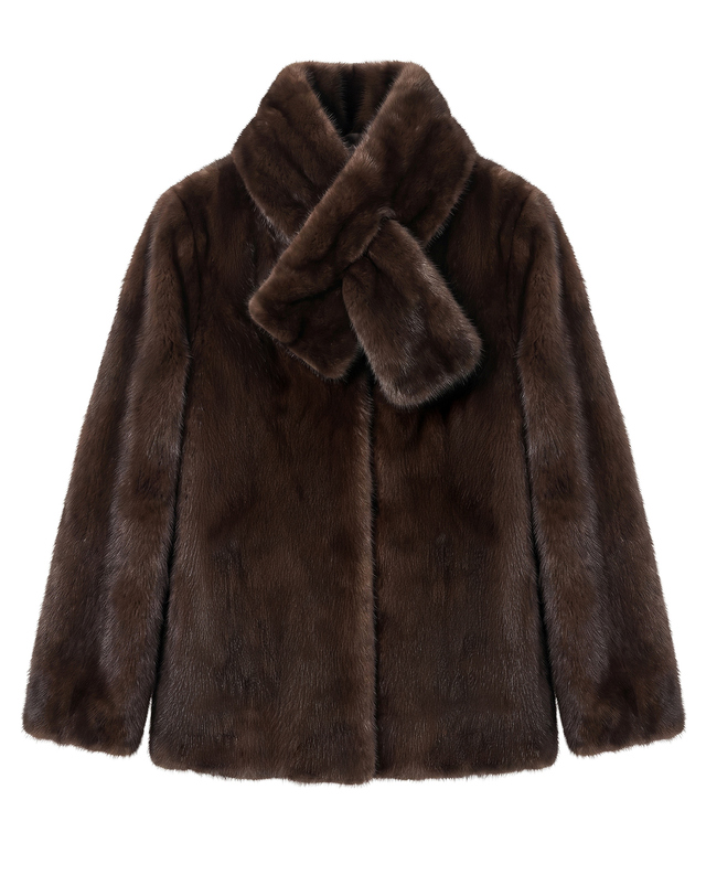 닥스 여성 [LUXURY FUR] 마호가니 밍크 라운드넥 자켓 (머플러 세트) 베이지 착용컷