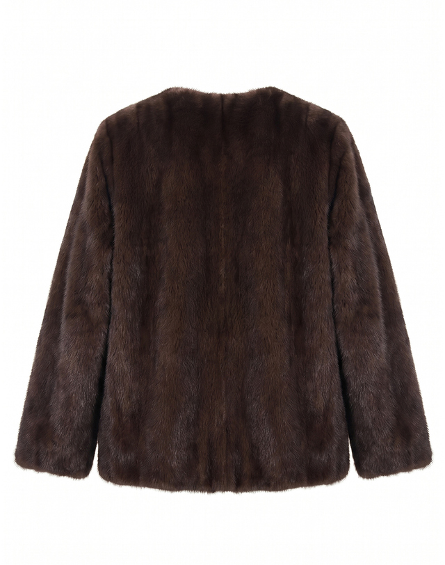닥스 여성 [LUXURY FUR] 마호가니 밍크 라운드넥 자켓 (머플러 세트) 베이지 상세