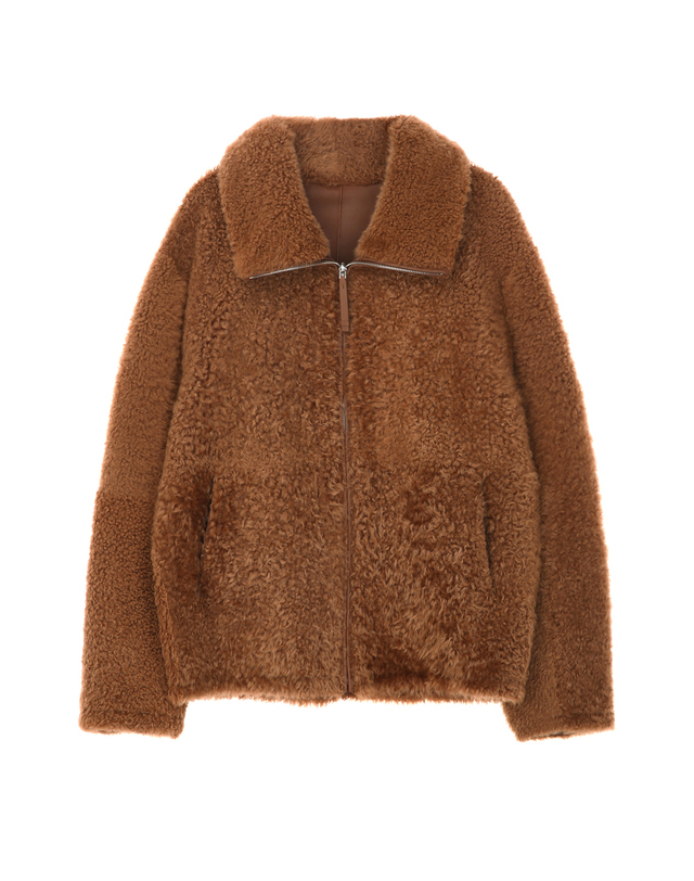 닥스 여성 [LUXURY FUR] 카멜 천연모피 세미 컬리 무스탕 리버시블 자켓 캐멀 상세