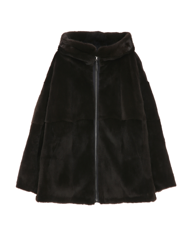 닥스 여성 [LUXURY FUR] 블랙 리버시블 위즐 밍크 후드 하프 코트 상세