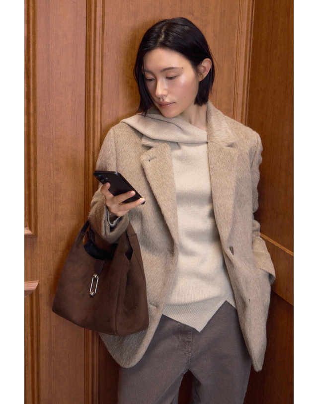 닥스 여성 베이지 헤어리 울알파카 테일러드 자켓 상세