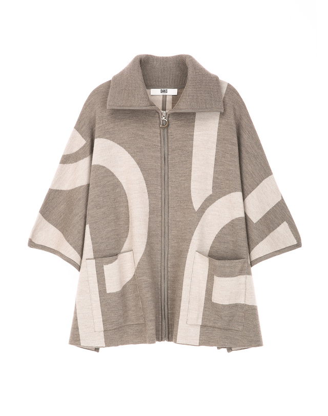 닥스 여성 [백화점BEST/HIGH WOOL] 다크베이지 자카드 로고 울 케이프 진한 베이지 착용컷