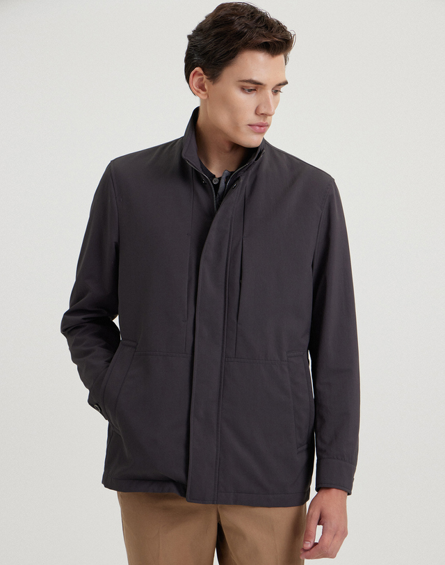 닥스 남성 [클리어런스][IMPORTED FABRIC] 라이너 탈착 사파리 점퍼 진한 세피아 착용컷