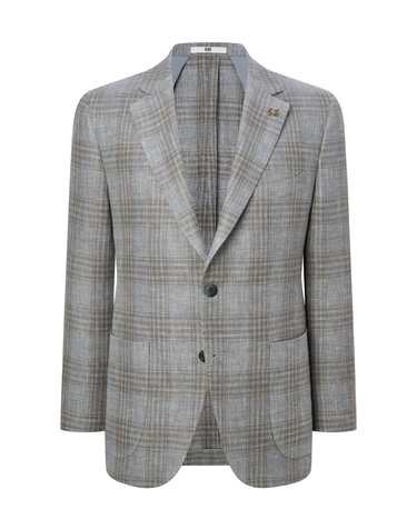 [ZEGNA] 울실크 그레이 체크 자켓