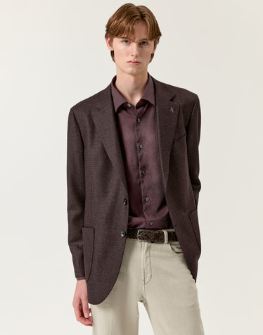 [LORO PIANA 원단] 버건디 체크 포멀 자켓