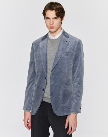 [ZEGNA] 라이트블루 코튼캐시 코듀로이 자켓