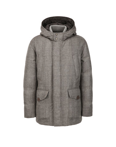[LORO PIANA 원단] 라이트브라운 헌팅 다운 점퍼