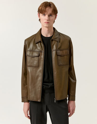 [LEATHER] 카키 램 블루종 점퍼