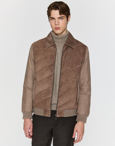[LEATHER] 다크베이지 고트 스웨이드 구스다운 점퍼