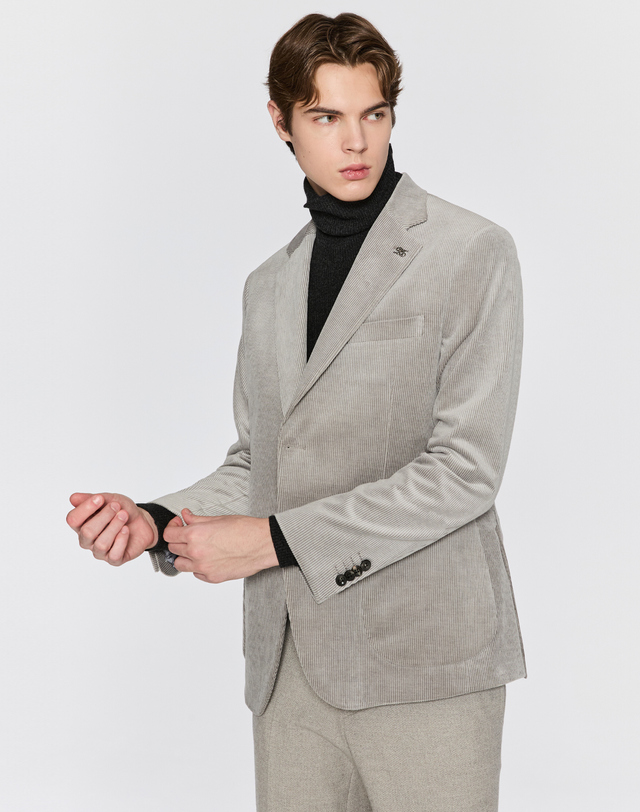 닥스 남성 [ZEGNA] 라이트그레이 코튼실크 코듀로이 자켓 밝은 그레이 착용컷