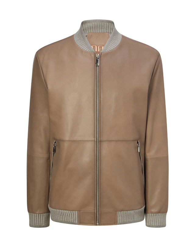 닥스 남성 [LEATHER] 브라운 오일 브러쉬 가죽 블루종 착용컷