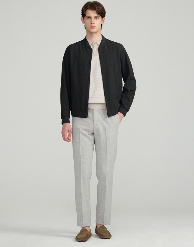 닥스 남성 [IMPORTED FABRIC] 스타디움넥 블루종 점퍼 진한 청록 착용컷