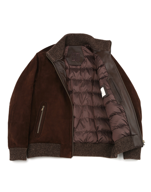 닥스 남성 [LEATHER] 다크브라운 베이비 카프스킨 구스다운 점퍼 진한 브라운 상세