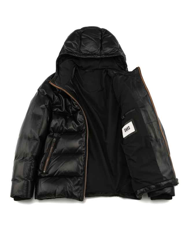 닥스 남성 [LEATHER] 블랙 라이트 램 후드 구스다운 점퍼 상세