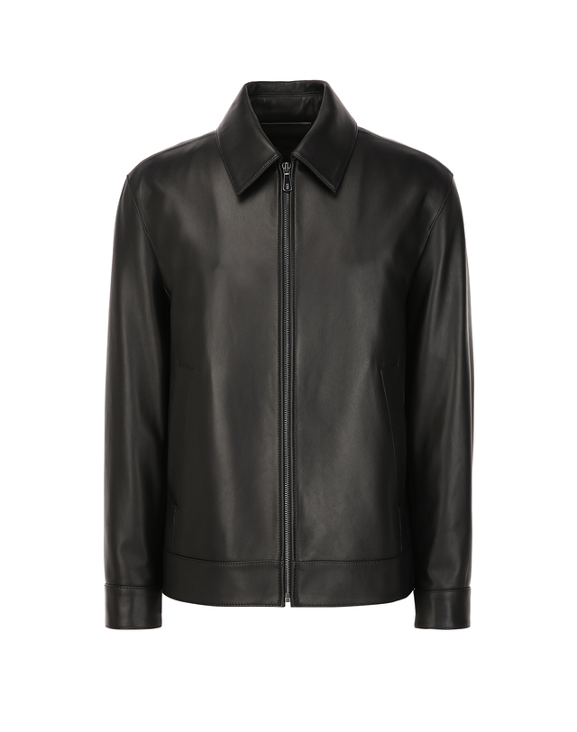 닥스 남성 [LEATHER] 블랙 램 가죽 점퍼 착용컷