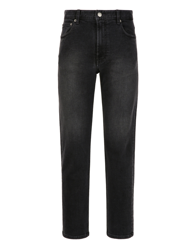 닥스 남성 다크그레이 테이퍼드핏 기모 데님 팬츠 진한 그레이 착용컷
