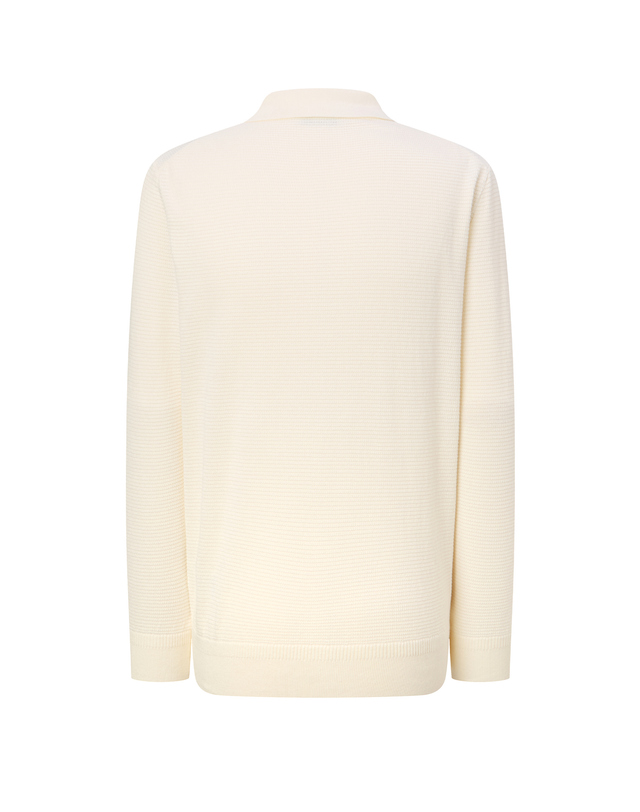 닥스 남성 [SUPIMA COTTON] 텍스쳐드 오프화이트 카라넥 긴팔 스웨터 미색 착용컷
