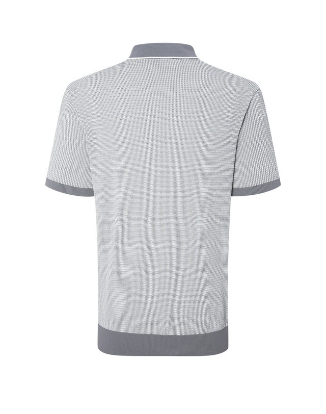 닥스 남성 코튼 혼방 그레이 컬러 믹스 카라넥 반팔 스웨터 착용컷