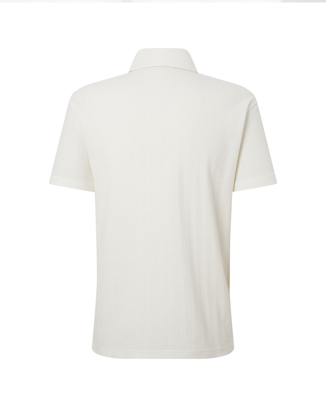 닥스 남성 VIADEL JERSEY 크림 니트 라이크 반팔 카라 티셔츠 착용컷