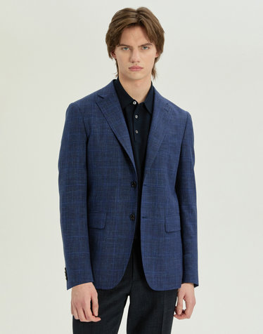 [LORO PIANA 원단] 네이비 울실크린넨 혼방 자켓