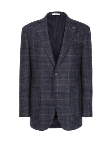 [백화점BEST][LORO PIANA 원단] 다크 네이비 울·실크 글렌 체크 자켓