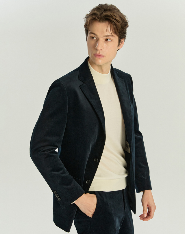 닥스 남성 다크 네이비 코튼 혼방 코듀로이 셋업 자켓 진한 네이비