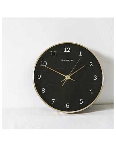 [모노뜨] 30cm 골드프레임 마블벽시계 (블랙)