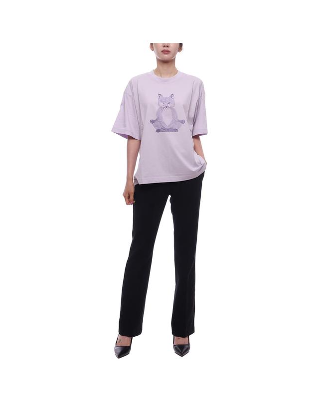 메종 키츠네 25SS 여성 요가 폭스 프린트 반팔티셔츠 (OW00123KJ0008 0173 25S) 착용컷