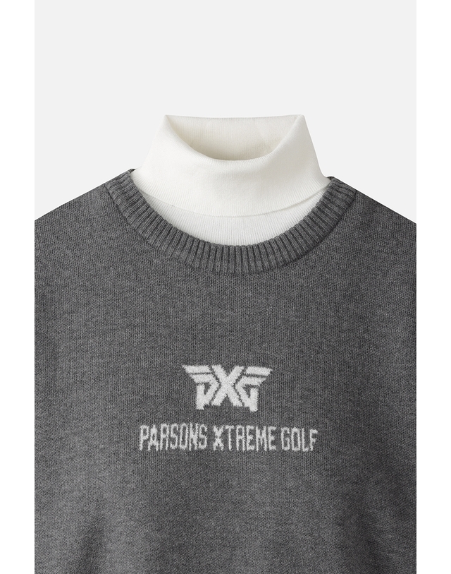 피엑스지 [PXG공식] 여성 윈드 블록 하이넥 스웨터-PKWPW411512 착용컷