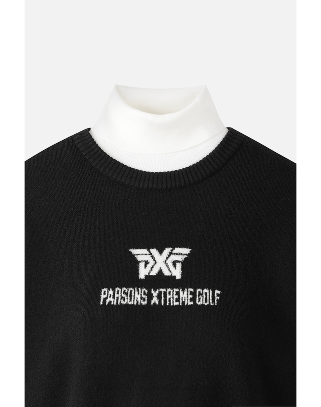 피엑스지 [PXG공식] 여성 윈드 블록 하이넥 스웨터-PKWPW411521 착용컷