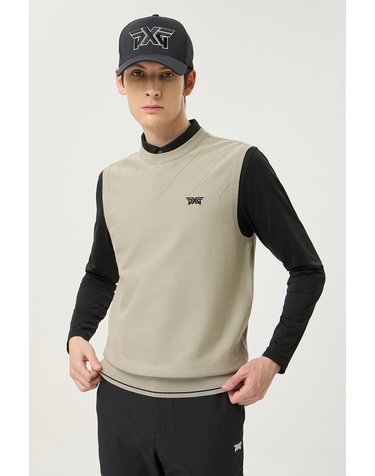 [PXG공식] 남성 라운드 넥 니트 베스트-PJPCM420205