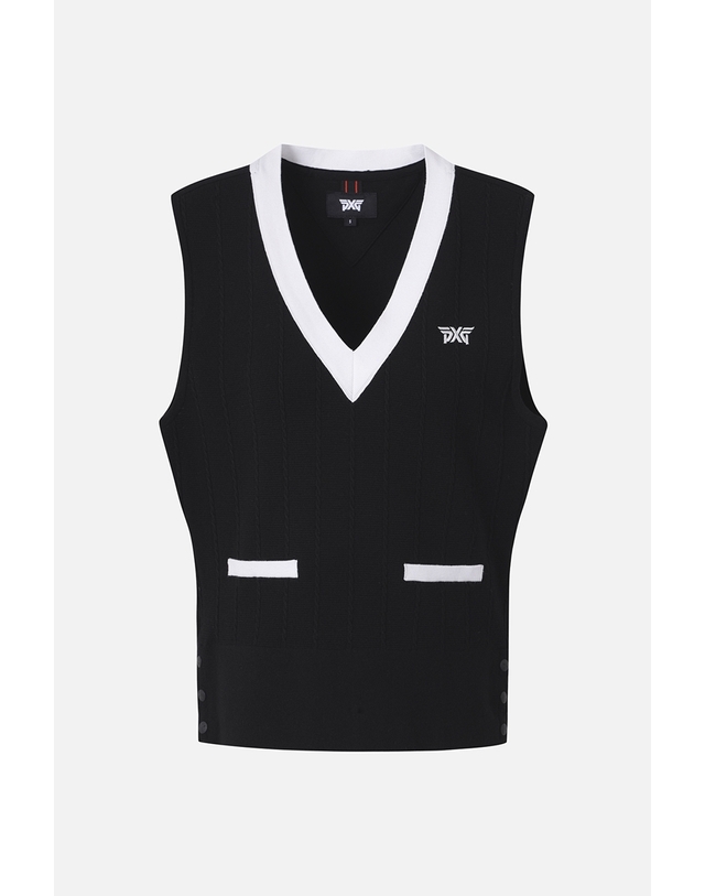 피엑스지 [PXG공식] 여성 V 넥 니트 베스트-PJPCW420321 착용컷