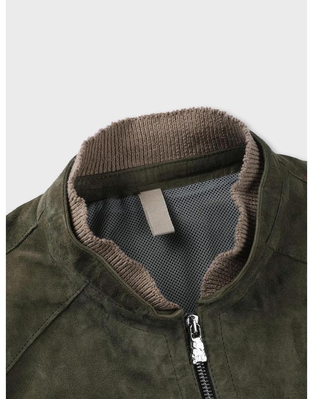 빠니깔레 [MADE IN ITALY] 스웨이드 보머 재킷 F-ALJP01 그린 착용컷