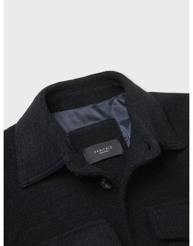 빠니깔레 [Made In Italy] 울혼방 롱셔츠 재킷 F-ACOAT51 네이비 착용컷