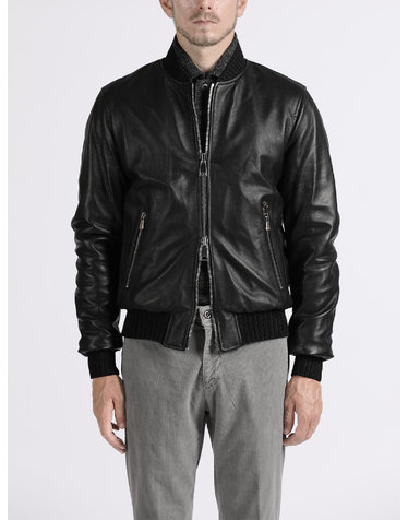 [Made In Italy] 투웨이 스터드 장식 램스킨 블루종 F-ILJP51