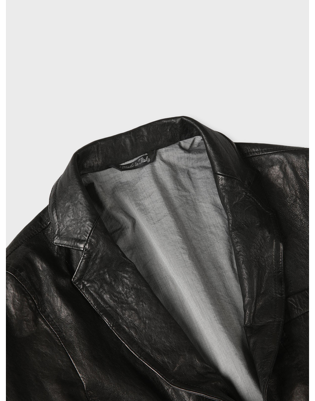 빠니깔레 [Made In Italy] 빈티지 램스킨 레더 블레이저 F-ILJP55 블랙 착용컷