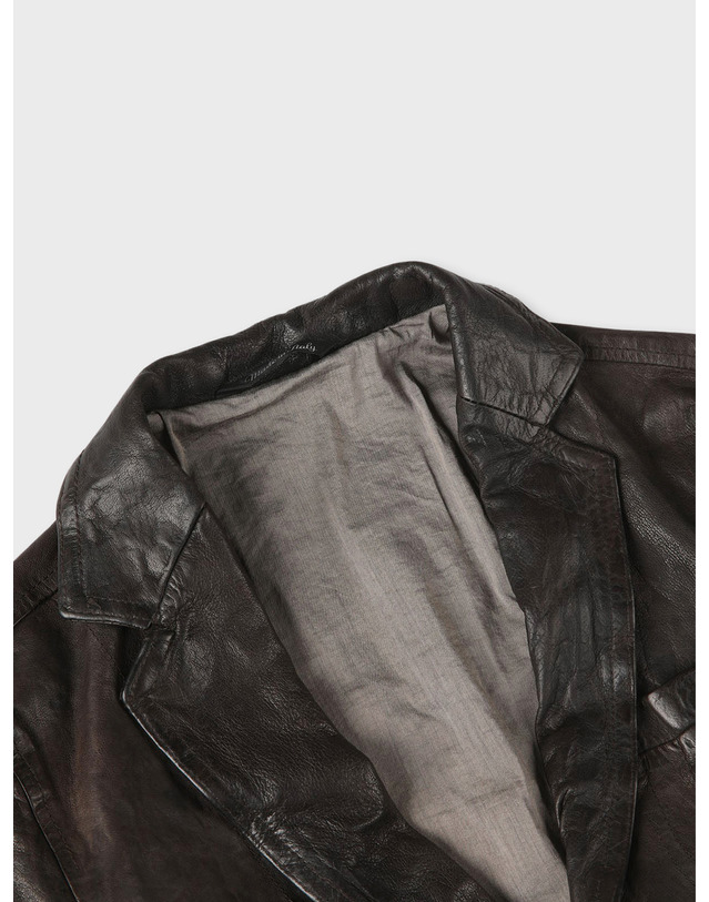 빠니깔레 [Made In Italy] 빈티지 램스킨 레더 블레이저 F-ILJP55-D.BR 브라운 착용컷