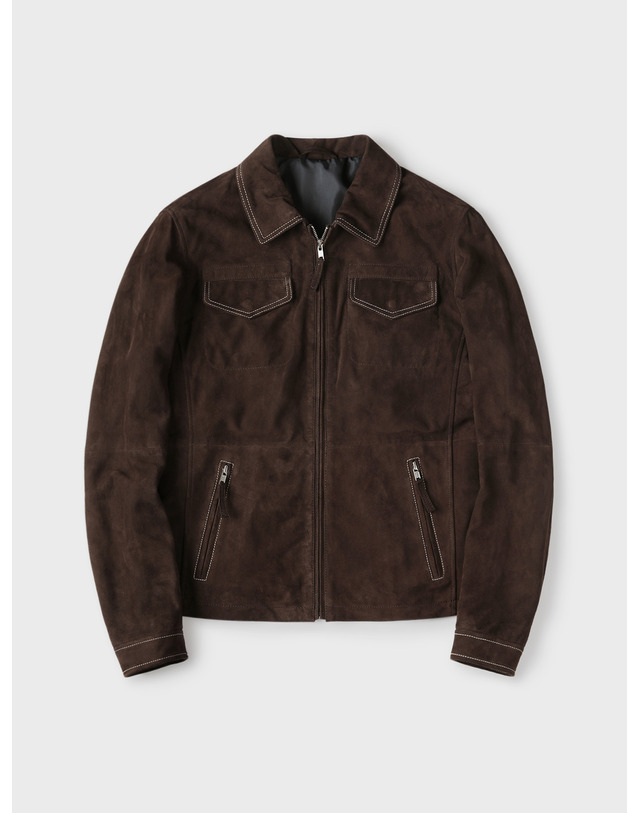 빠니깔레 [Made In Italy] 스웨이드 고트스킨 점퍼 F-GLJP01 브라운 착용컷