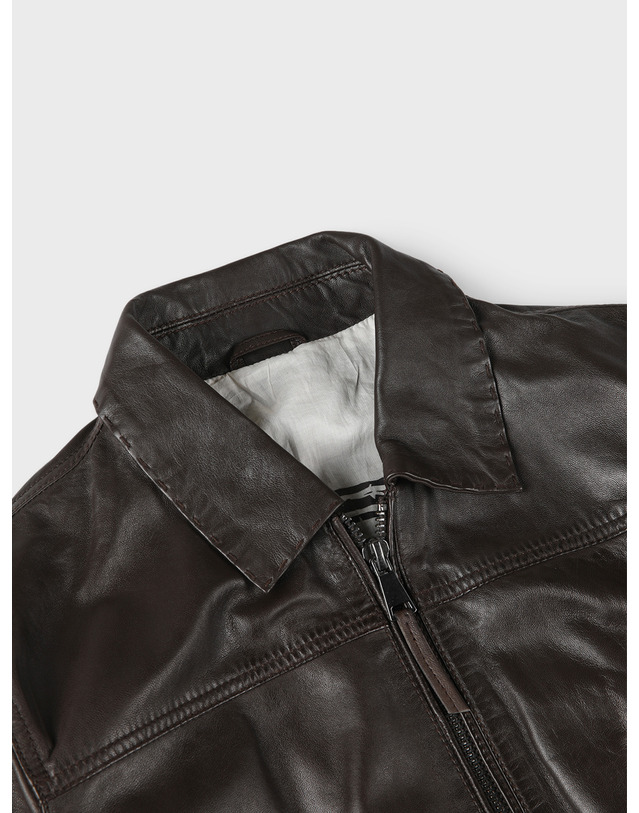 빠니깔레 [Made In Italy] 오일 워싱 양가죽 자켓 F-GLJP57 브라운 착용컷