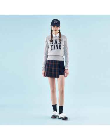 Check Pleats Wrap Culottes Pants_Navy