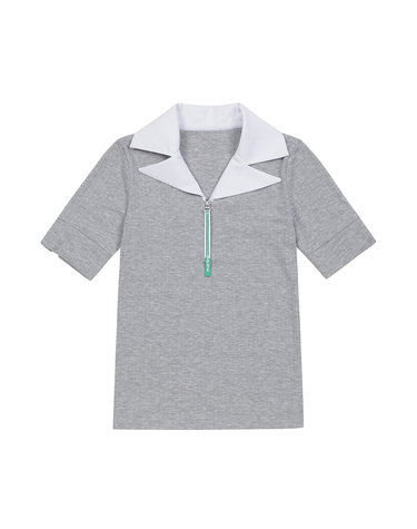 Lapel Type Collar Point T-Shirts_Light Grey