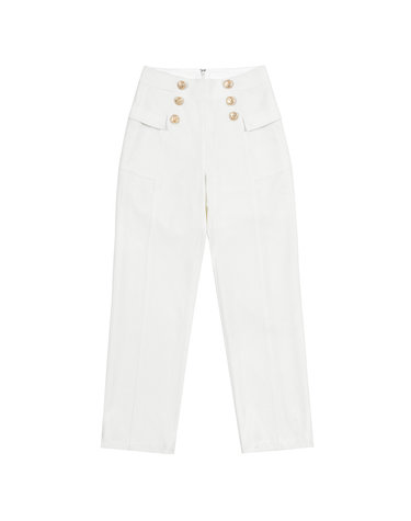 High-Waist Straight Fit Pants_White