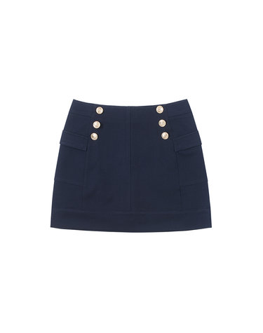 High-Waist H Line Skirt_Navy