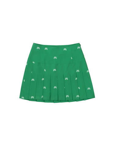 High-Waist Pleats Skirt_Green